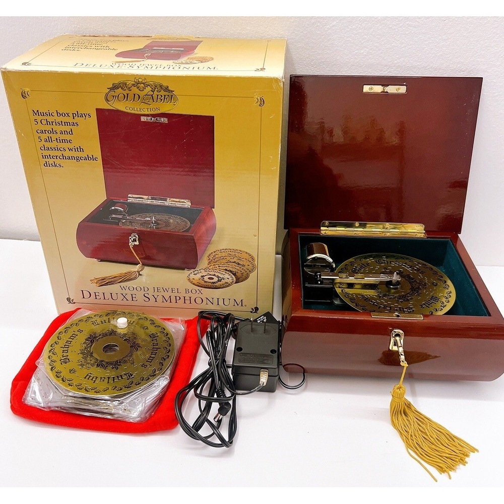 Mr. Christmas Gold Label Wood Jewel Box Deluxe Symphonium 10 Songs Vintage Colle